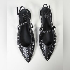 Ash Black and Silver Studded Flats